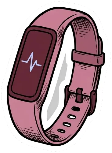 a rose heart-rate wristband with a little pulse line on its screen