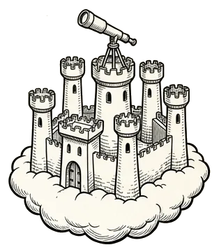 a fortress of eight towers on a cloud