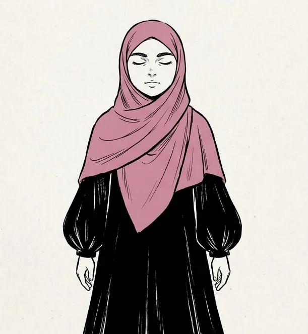 Ines standing calm, eyes closed