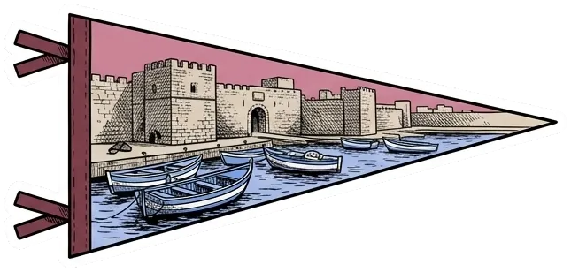 a pennant printed with the old port of Bizerte